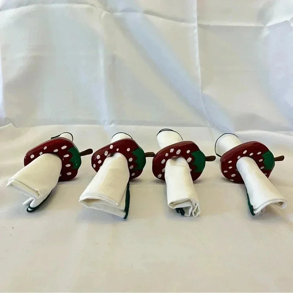 Adorable Wooden Painted Strawberry Napkin Holders